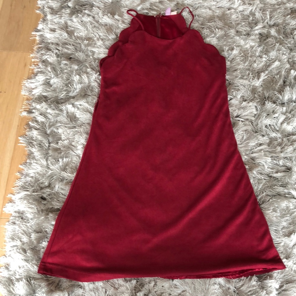 Red lined mini dress